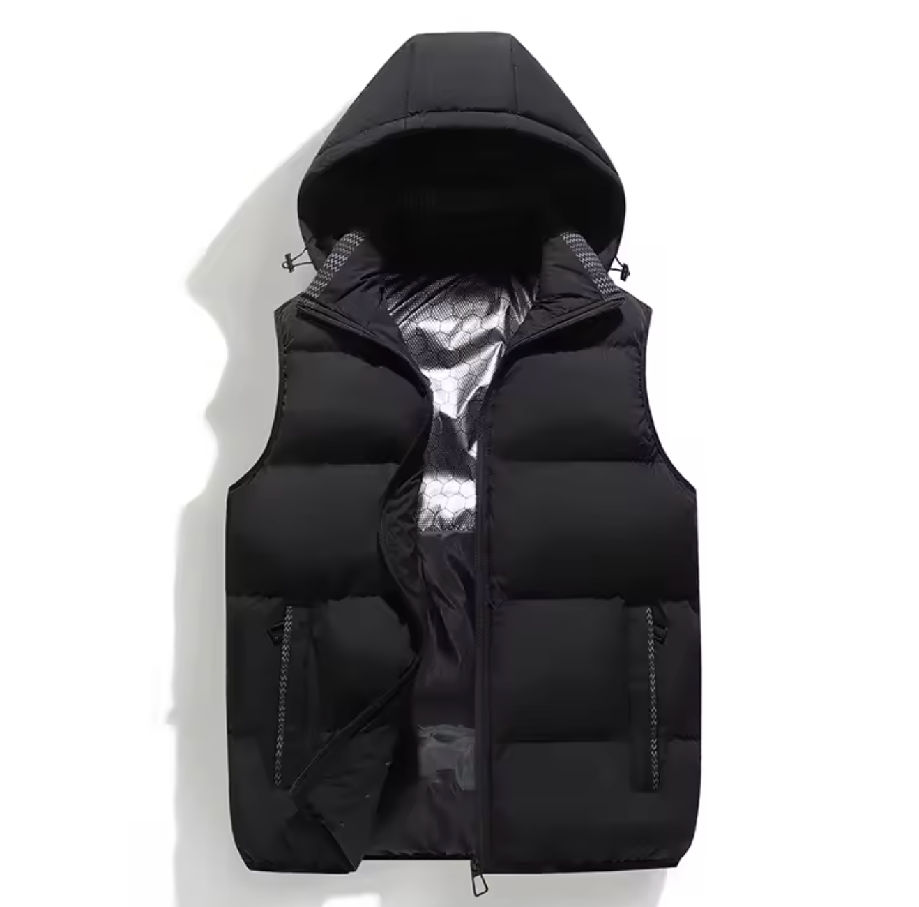 Thickened Down Cotton Warmth Outerwear with Removable Hood - Black